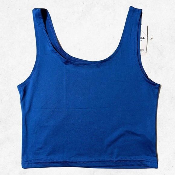 Nupell Tank Top Blue Crop Top Extra Light Woman Size‎ M Round Neck Thick Straps - Picture 2 of 6